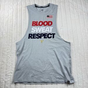 Under Armour Project Rock USA Patch Sleeveless Tank BSR Gray Mens Medium Stretch